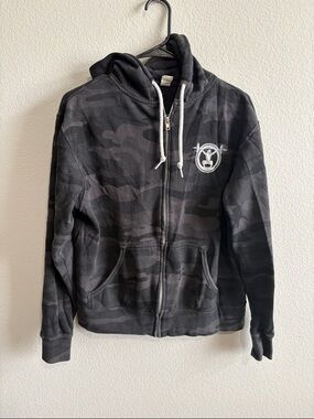 Black Camo Zip-Up Hoodie Sweatshirt